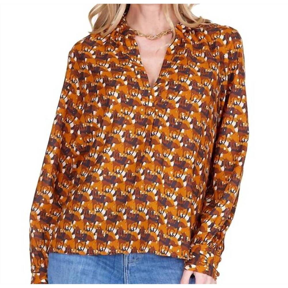 NEW JADE & JOY JOY v-neck peasant top in brown